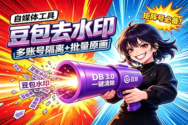自媒体工具：豆包去水印工具，多账号隔离+批量导出原画去豆包水印